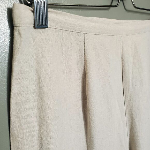 Dressbarn Pants Womens Size 8 Tan Linen Blend Tapered Stitch Hem Elastic Waist - Picture 4 of 10